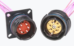 This multi-channel circular connector from Amphenol Aerospace uses the ARINC 801 ceramic termini