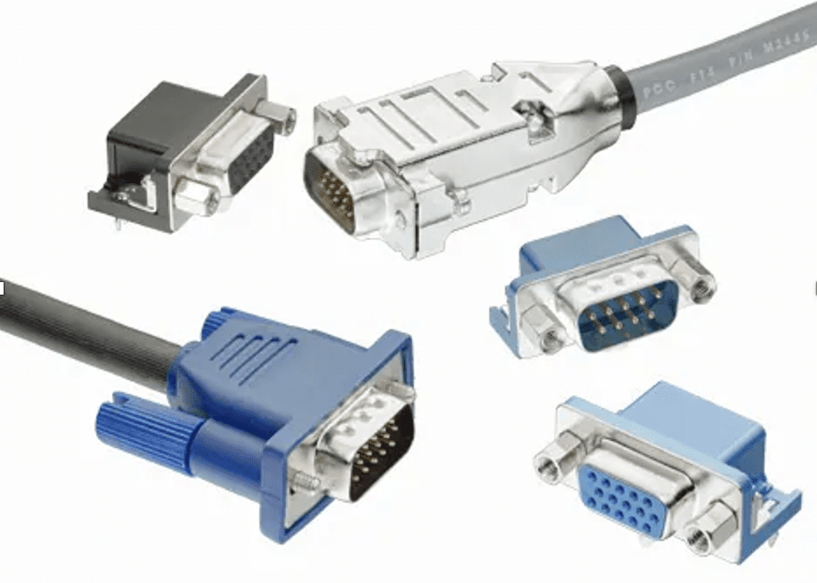 D-sub connectors, such as these by TE Connectivity