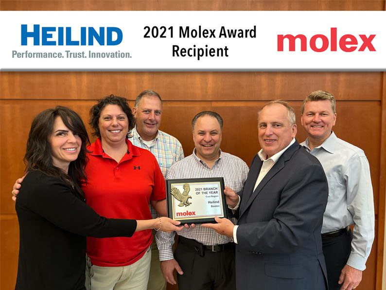 Heilind Electronics was honored at Molex’s 2021 annual award program