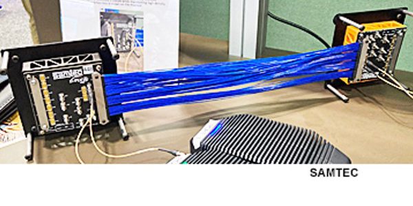 A live demonstration transmitting 448 Gb/s signals using Si-Fly HD® connectors and 400 mm of Samtec EyeSpeed® low skew cable exhibited exceptionally consistent and low insertion loss. Molex has been named as a second source of the Si-Fly HD product family.