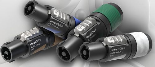 Neutrik Americas’ new XX series powerCON blue/grey and speakON 2- and 4-pole cable connectors 