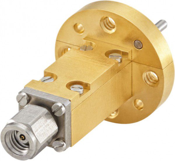 Rosenberger waveguide adapter with 1 mm coax and WR-10 WG for 75-110 GHz