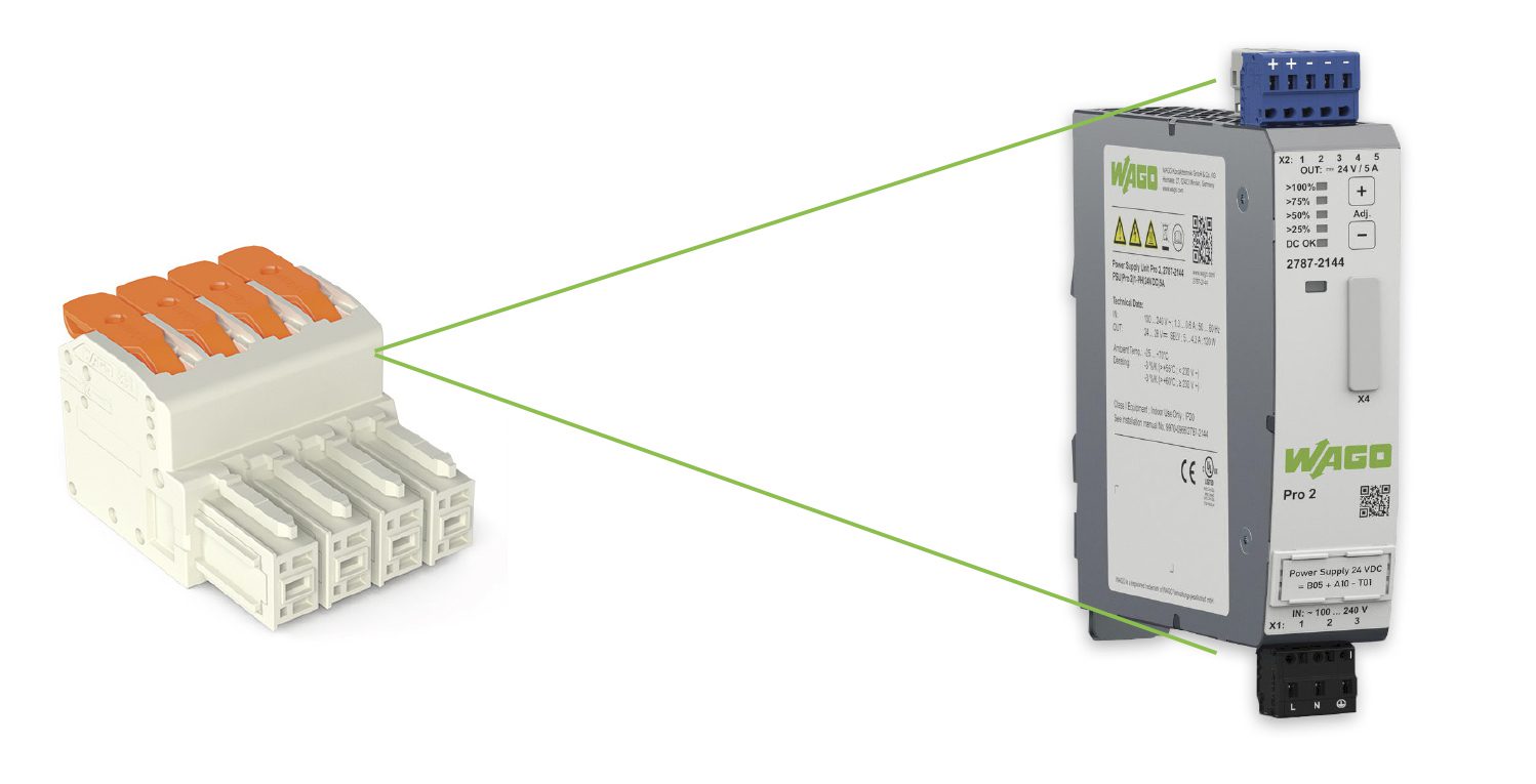 UL-rated voltage match from connector to power supply